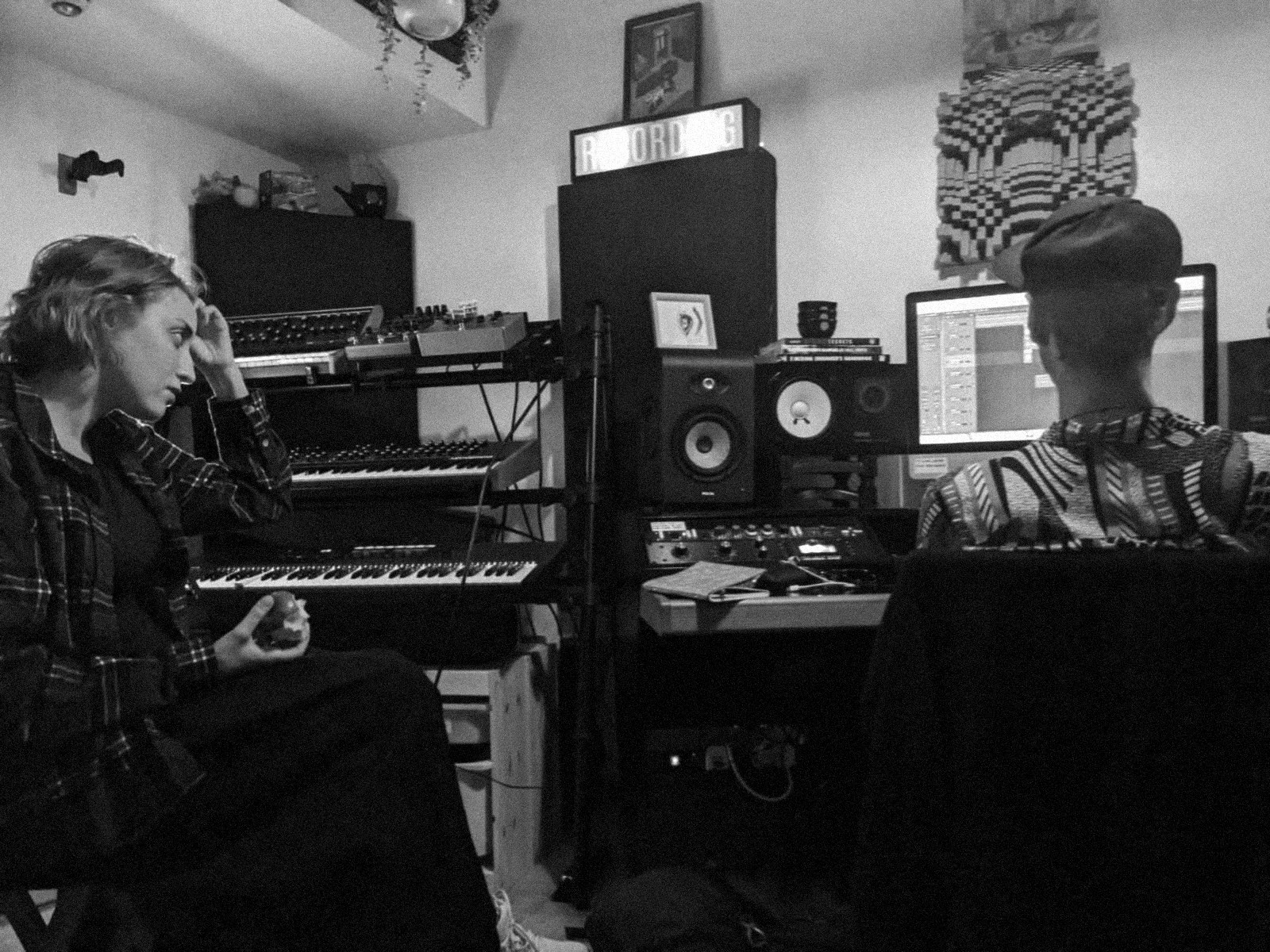 Hania in the studio, at the keyboards